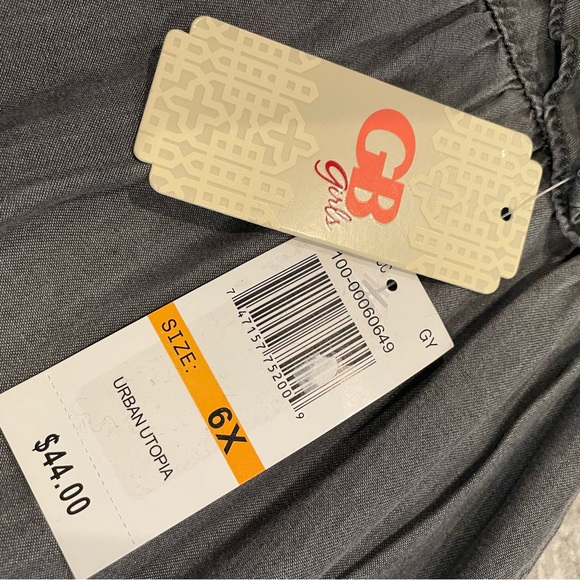 GB Girl size 6X slightly distressed solid gray ruffle dress New w/ tags - Picture 6 of 14